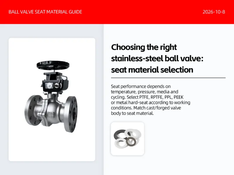 Stainless Steel Ball Valve Seal ရွေးချယ်မှု- စုံစမ်းမေးမြန်းရန်အတွက် အပူချိန်နှင့် ဖိအားအပေါ်အခြေခံ၍ ဆုံးဖြတ်ချက်ချမှတ်ခြင်းလမ်းညွှန်