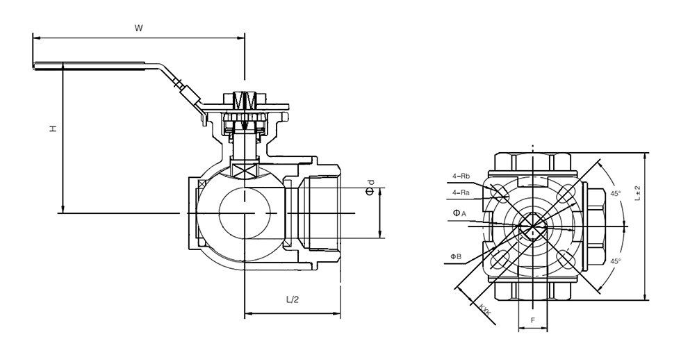 Three Way Ball Valve T Port