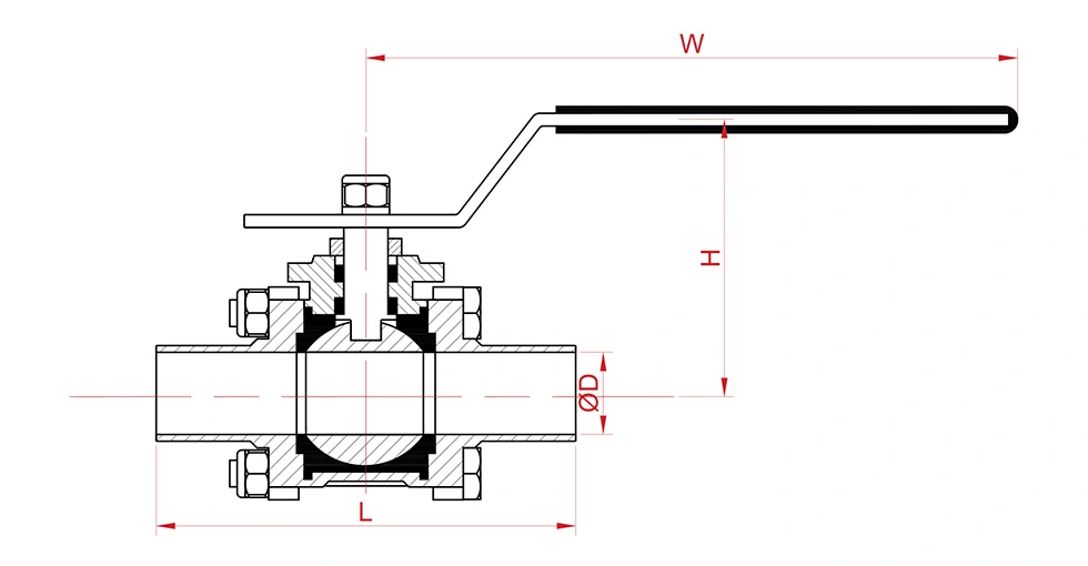 3 Piece Fully Encapsulated Butt-welded Sanitary Ball Valve